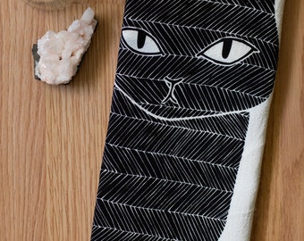 Black Cat Tea Towel, Cat Dishcloth, Cat Gift for her, Cat Lady Gift, Cat Kitchen Towel, Cat Lover Decor, Home Essentials, Animal Lover Decor