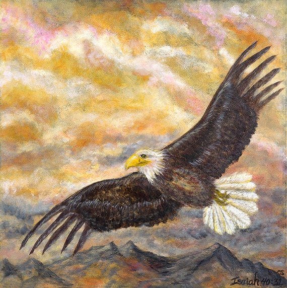 Freedom Soaring with Eagle Prophetic Acrylic Painting Giclee