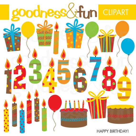 Buy 2, Get 1 FREE - Happy Birthday Clipart - Digital Birthday Clipart - Instant Download
