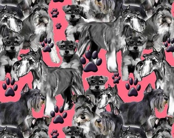 Miiniature schnauzer mural cotton fabric