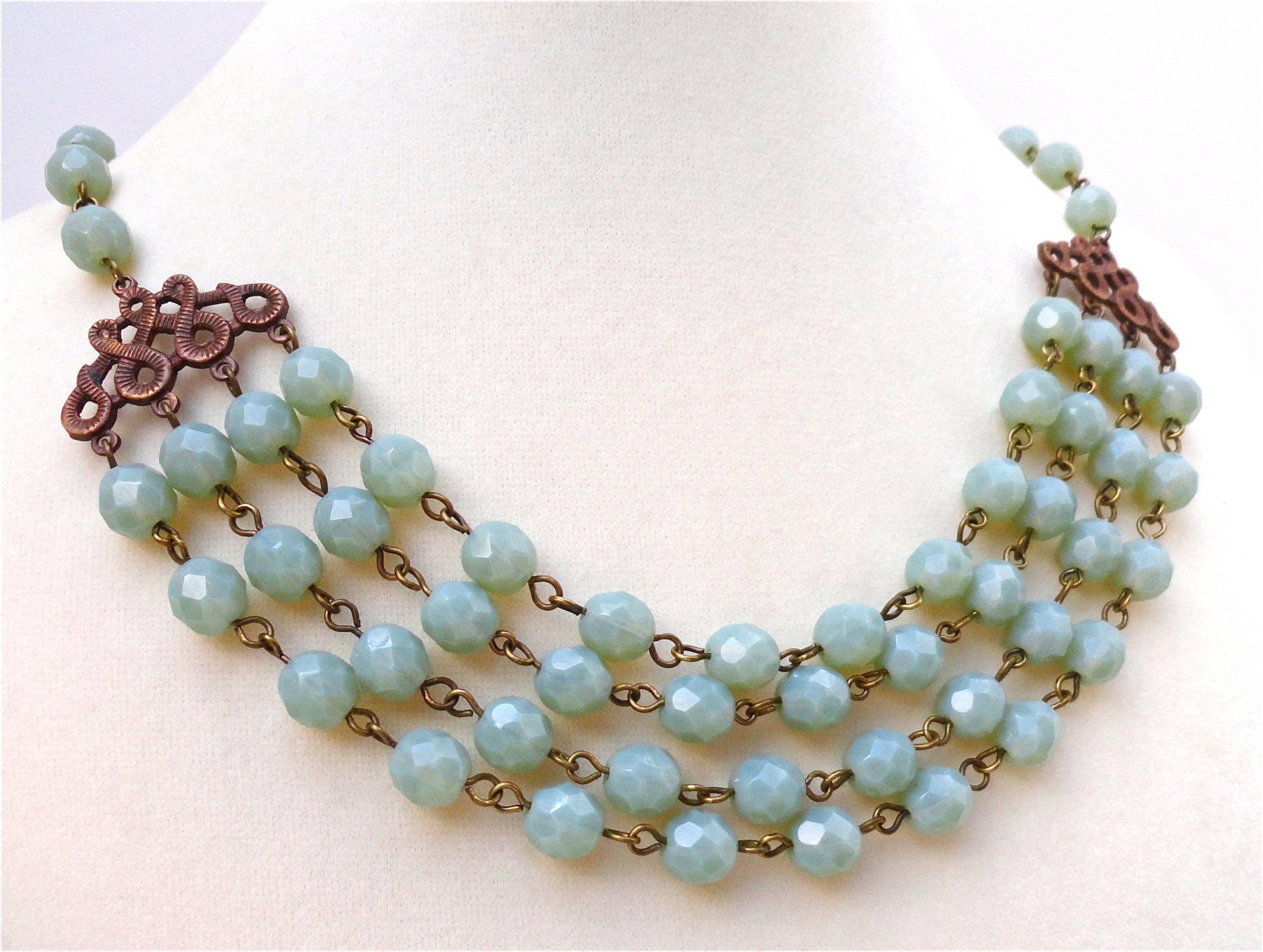 Opal Four Strand Bead Necklace Bridal Bridesmaid by chouettes
