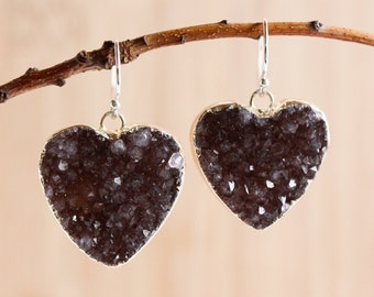 Silver chain with heart pendant - Chalcedony cocktail ring