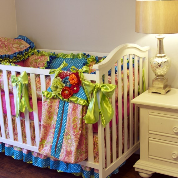 Custom Crib Bedding 4 Piece Set Paisley by RitzyBabyOriginal