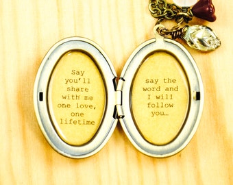 Phantom of the Opera - Broadway Jewelry - Quote Locket - Womens Locket - "All I ask of you"