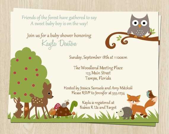 Woodland Baby Shower Invitations Treetop Pals by TheInviteLadyShop