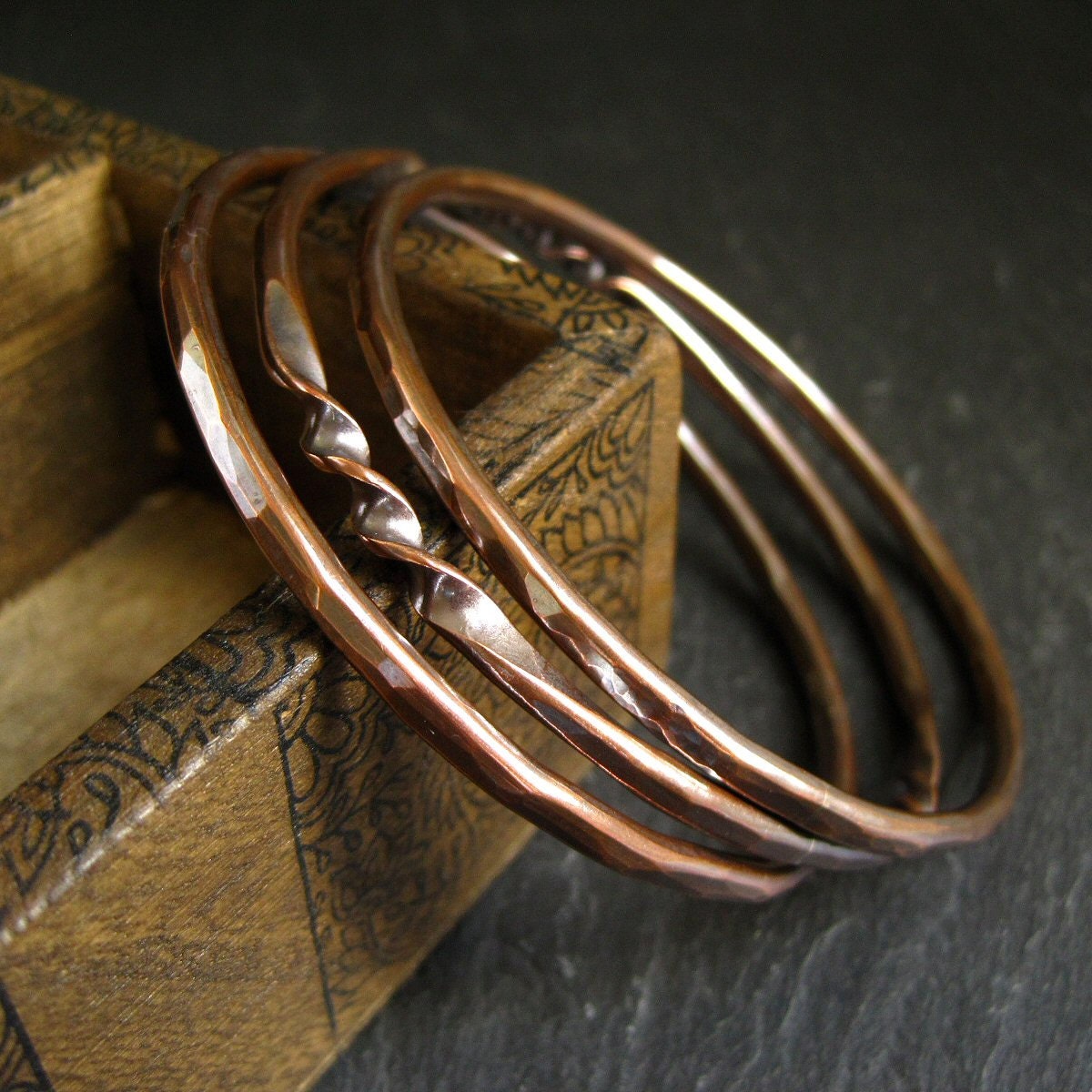 Copper bangle bracelets stacking bangles twisted copper