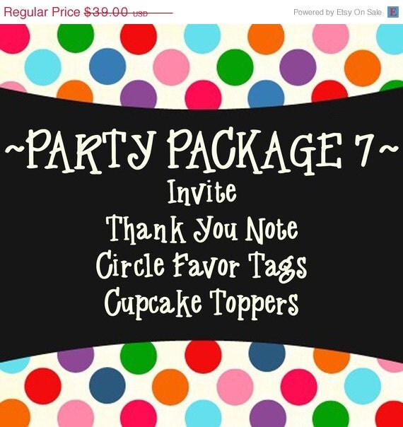 CHRISTMAS IN JULY Party Package 7 - Invite, Thank You, Cupcake Toppers and Circle Favor Tags - Printable Designs Il_570xn