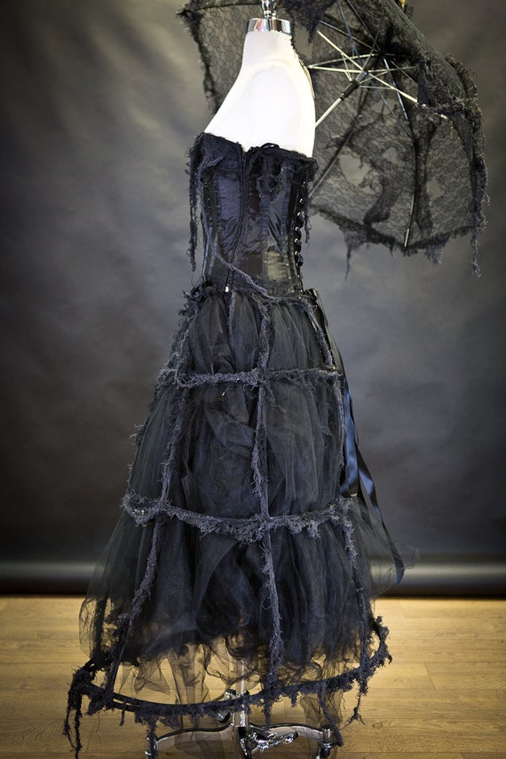 Size Small black victorian zombie ghost burlesque corset
