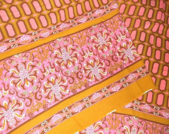 Pink & Gold Boho Border Fabric • approx. 3 1/4 yards X 43 inches • Shirley Fabrics