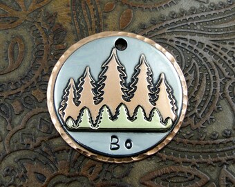 Custom Woods Dog ID Tag- Fun in the Woods Dog Collar Tag-Personalized Pet ID Tag-Handmade Dog ID Tag