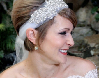 Bridal Headpiece, BONNIE, Great Gatsby Headpiece, Bridal Headpiece, Rhinestone Leaf Headband, Crystal Headpiece,