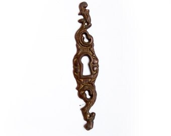 FREE SHIPPING Vintage Antique Ornate Brass Keyhole Escutcheon Plate E1301