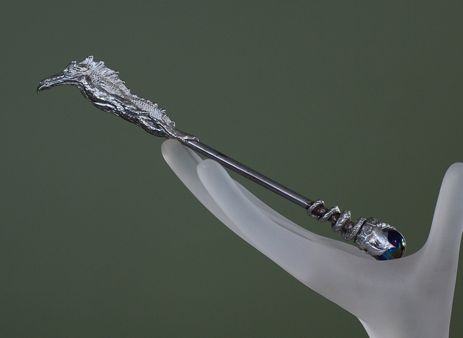 Dragon Magic Wands for sale with glass gem pewter silver