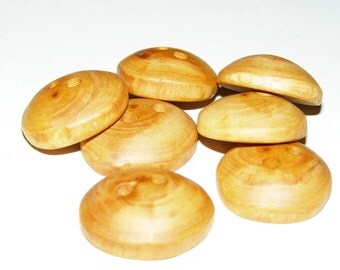 7 Handmade apple wood buttons, accessories (0,94" diameter x 0,31" thick)
