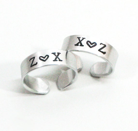 promise rings - Personalized initials rings heart rings - Boyfriend ...