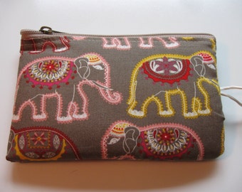 india elephant print padded makeup jewelry bag