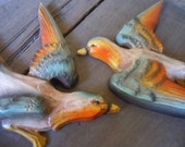 Autumn Birds Vintage Wall Hanging Plastic Romantic French Farmhouse Country Home Decor Pair Autumn Birds Vintage Wall Hanging Plastic Romantic French Farmhouse Country Home Decor Pair