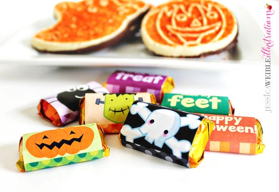 Happy Halloween Printable Mini Candy Bar Wrappers, Halloween Party Favors, DIY, Print at Home Il_570xn