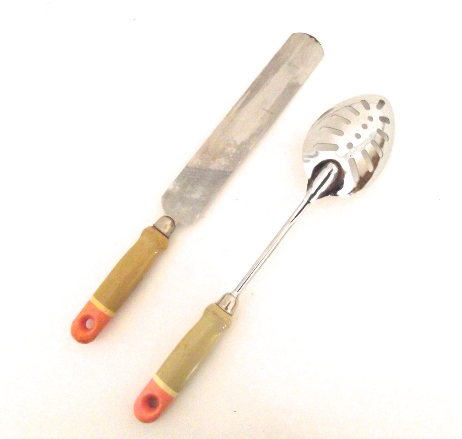 Vintage Wood Handled Pair of Serving Utensils Haute Juice