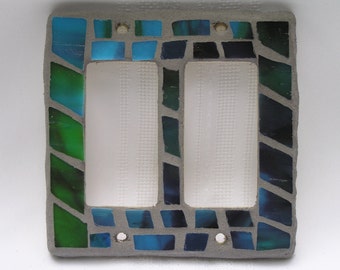 Mosaic Light Switch Plate - Blue/Green