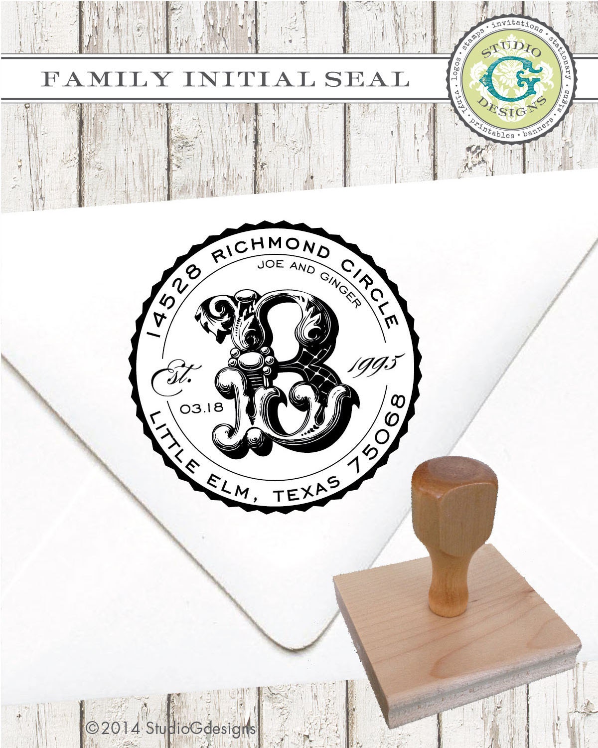 Custom Personalized Stamp - Personalized Traditional Wood Handle