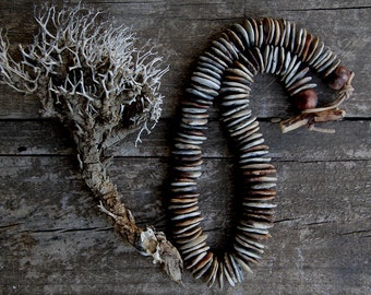 Slices of life - Rased from ashes - pit fired ooak ceramic necklace - ready to ship