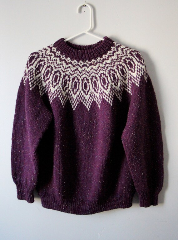 80s Purple Nordic Fair Isle sweater with by FoxyMamaVintage