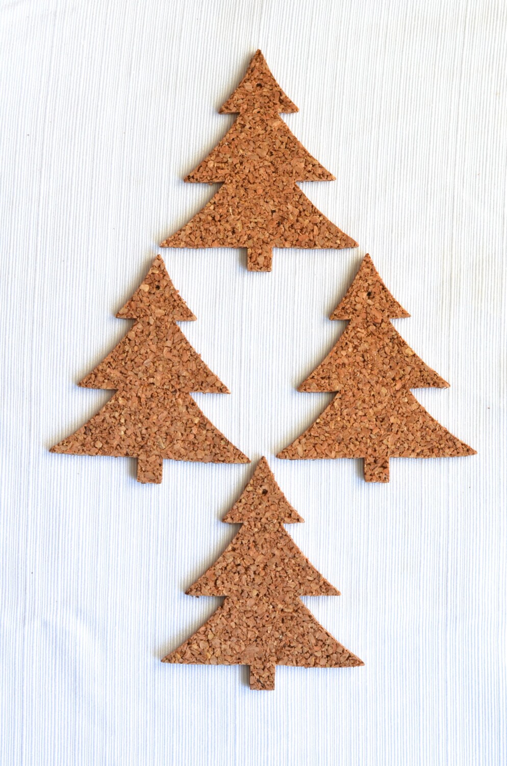 Christmas Tree Cork Coaster set of 4 by ThePathLessTraveled