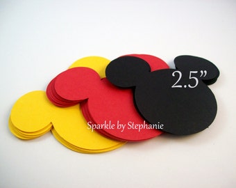 Mickey Head Die Cuts l Mickey Mouse Party Decoration l Mickey Baby Shower l Mickey Party Supplies l Mickey Birthday Party l Set of 12 - 2.5"