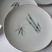 Vintage Sango Bamboo Teal and Pink Salad Plates Set of Six