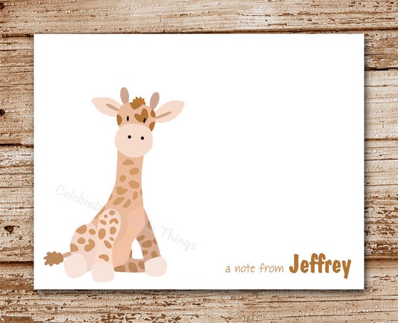Set of 8 Giraffe Note Cards, Notecards | Personalized | Thank You Cards | Baby Giraffe, Zoo, Jungle Il_570xn