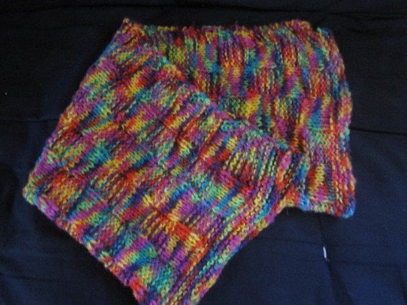 knit baby blanket acrylic yarn multi colored by Sweetybird09