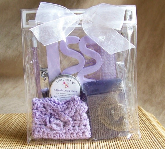 Manicure Pedicure Gift Set in Lavender Loofah Soap