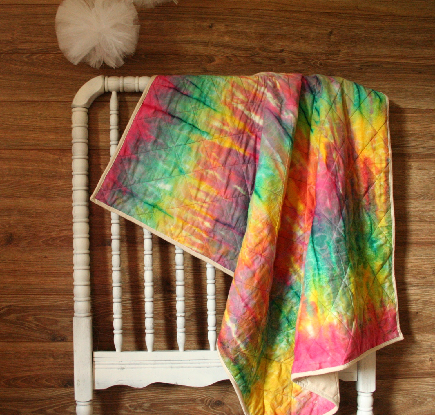 Tie Dye Baby Quilt Colorful quilt Cotton Blanket Hippie