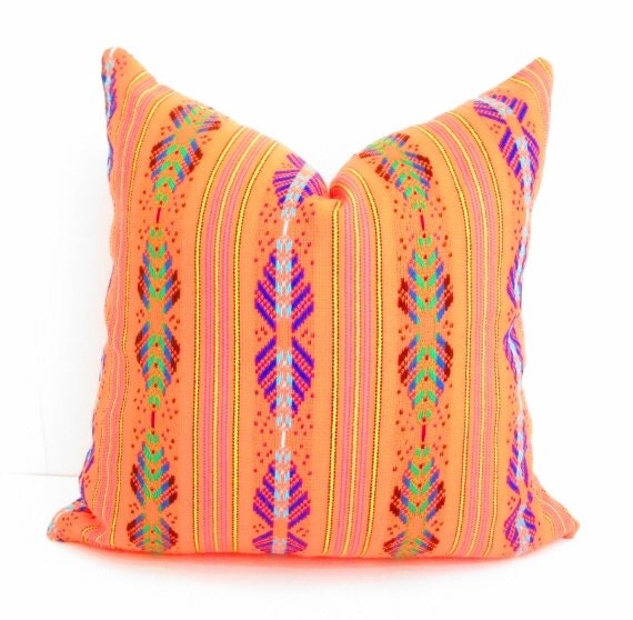 Orange Pillow Tribal Pillows Covers Colorful by CityGirlsDecor