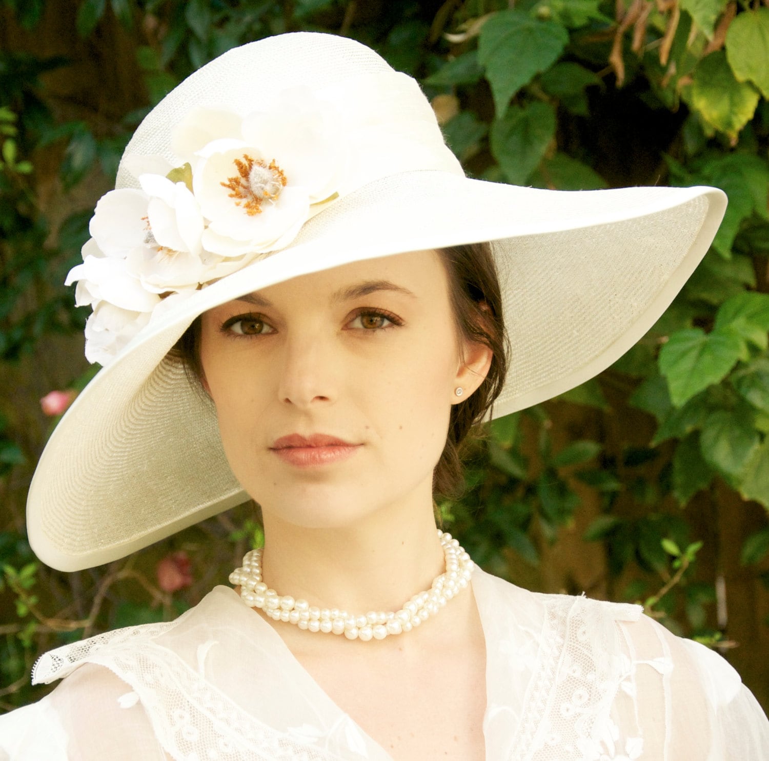 Wide Brim Kentucky Derby Hat. Cream Off White. Special