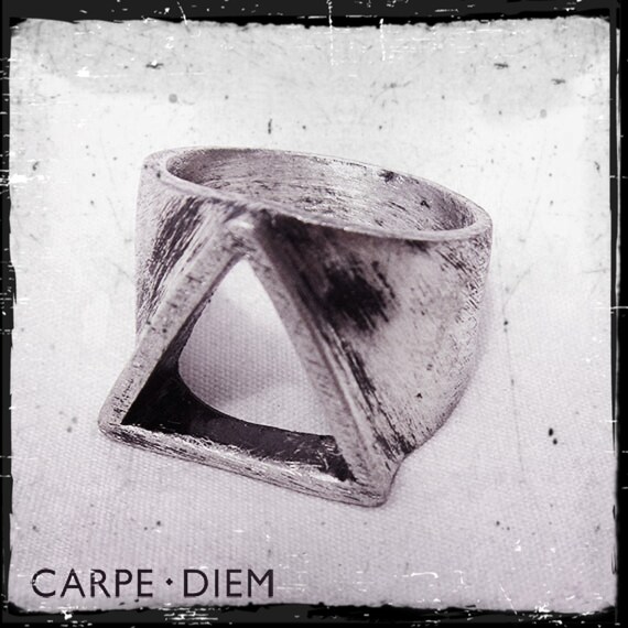 Mens Silver Ring Chunky Unique Open Triangle Rings from Carpe Diem ...