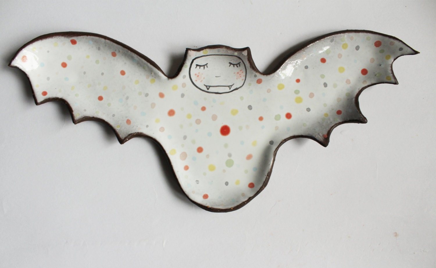 Vlad the Bat ceramic bat with chubby cheeks and by clayopera
