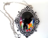 Antique silver art necklace by Tarra Lu "Foxy Afro"- Gift ideas