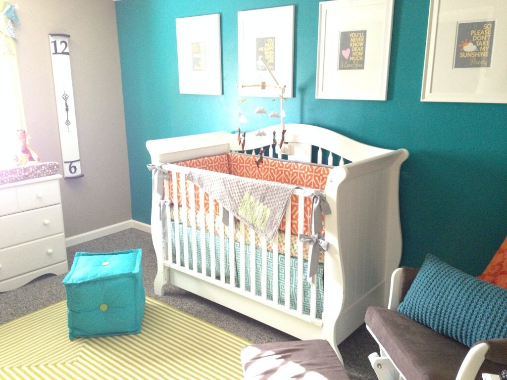 Custom Crib Bedding You Design Bumper and Bedskirt in Black