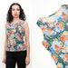 Vintage 90s does 60s Mod Floral Print Tank Top Medium Club Kid Retro Pin Up