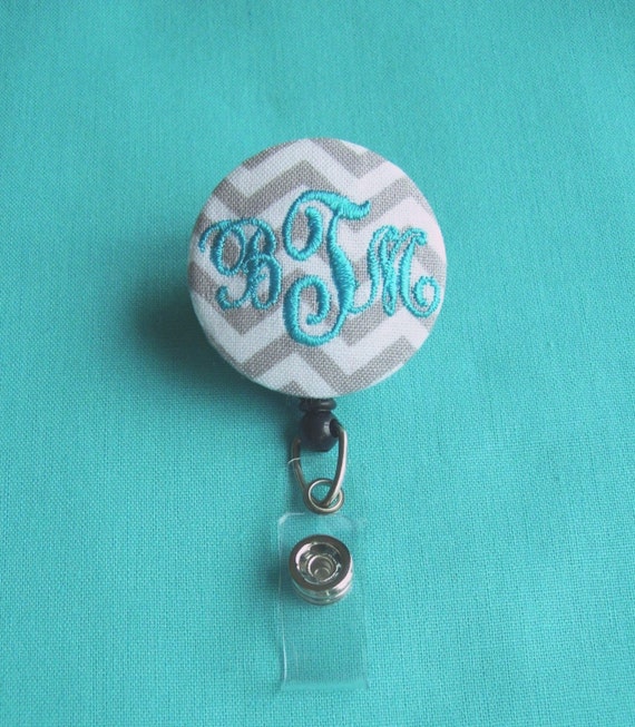Personalized Monogrammed Embroidered Badge Reel / Name Badge