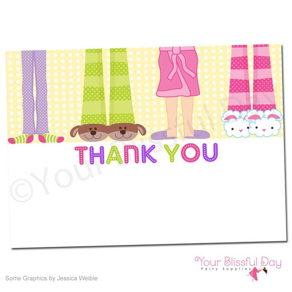 PRINTABLE Girl Pajama Party Thank You Cards #563 Il_570xn