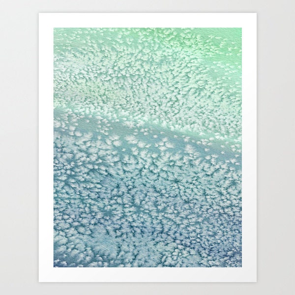 Watercolor Painting Wavesong Abstract Seafoam Green and