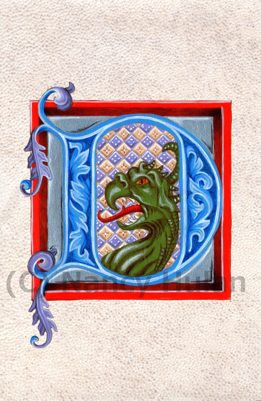 Medieval Illuminated Letter D Alphabet Letter D Painted