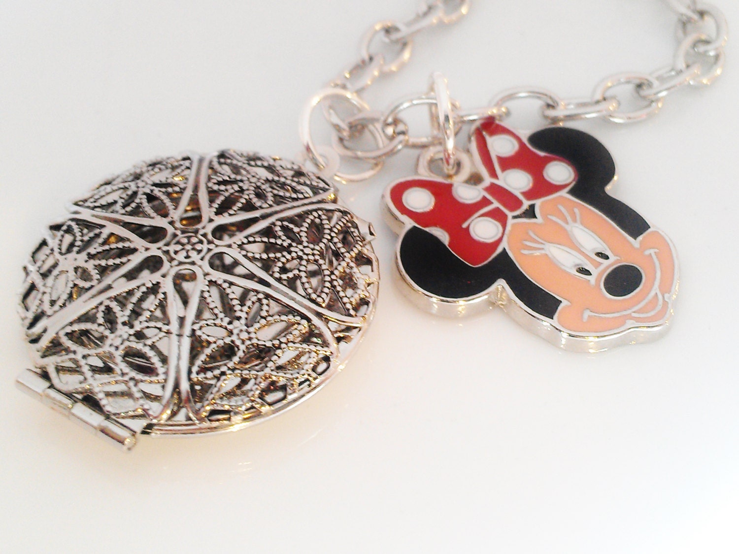 Minnie Mouse Necklace Locket Disney Jewelry Little Girl Gift