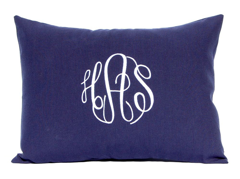 Monogram Pillow Cover Solid Color Pillow Embroidered Initial
