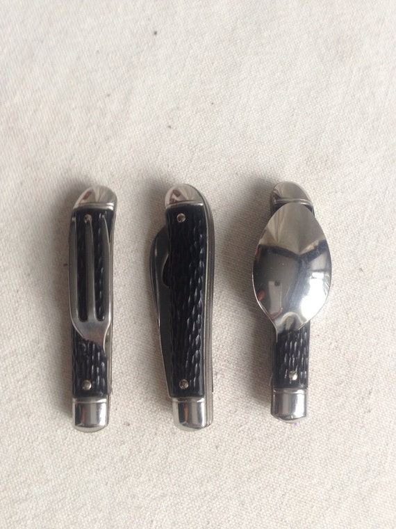 Vintage Colonial camping pocket knife set utensil set