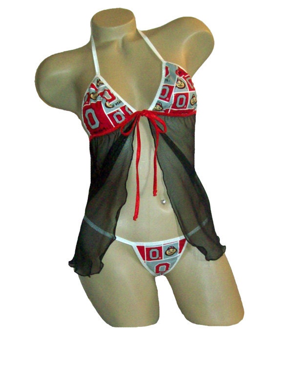 NCAA Ohio State Buckeyes Lingerie Negligee Babydoll Sexy Teddy