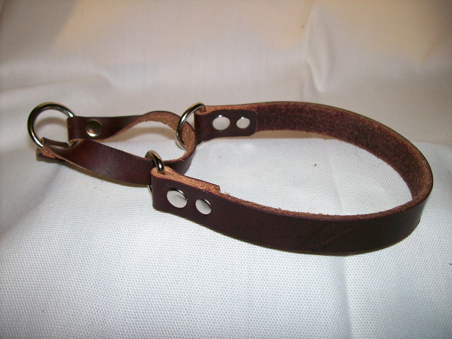 Leather Chainless Martingale Style Dog Collar